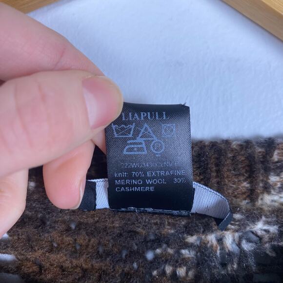 Avant Toi Crew Neck Cable Knit Sweater in Nero Carruba Grey/Brown Large - Picture 6 of 7